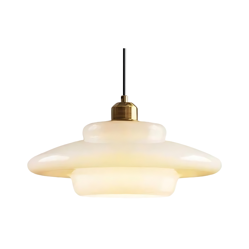 Art Deco Opal Glass Pendant Light - Elegant Hanging Lamp - Image 4