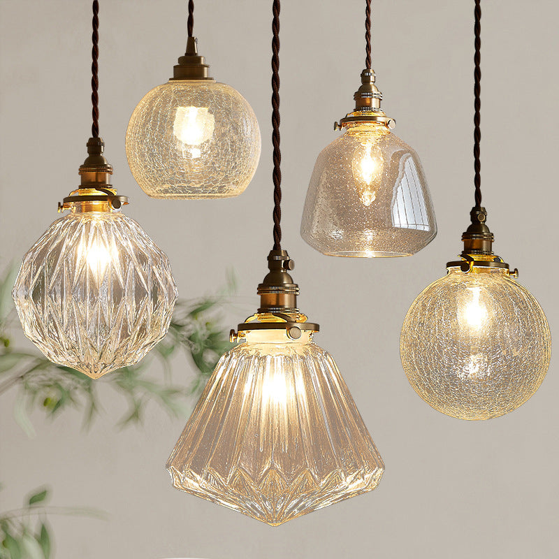 Artisan Glass Pendant Light - Copper Accent - Vintage Style - Single Light - Image 1