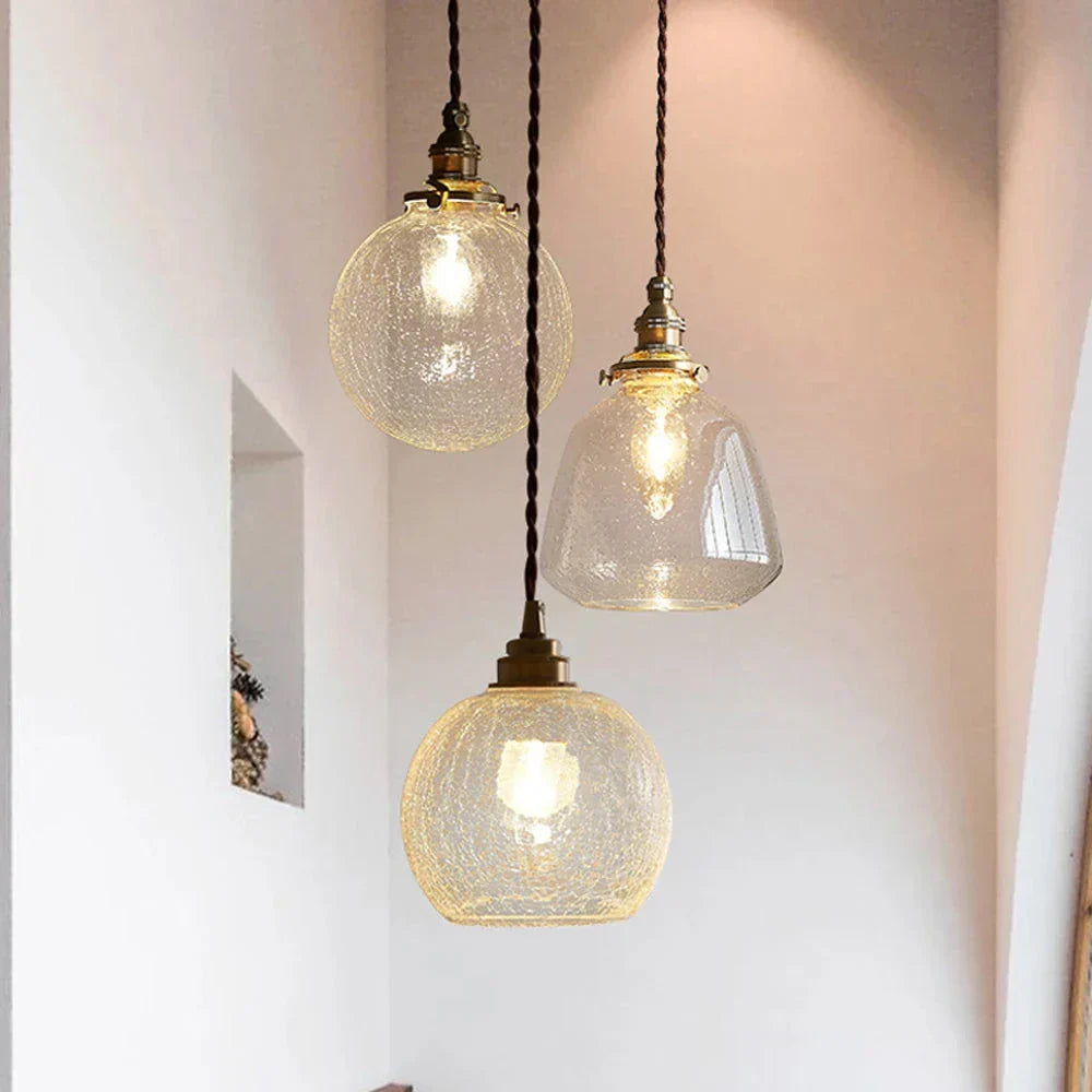 Artisan Glass Pendant Light - Copper Accent - Vintage Style - Single Light - Image 2