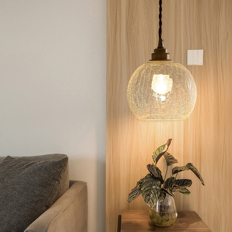 Artisan Glass Pendant Light - Copper Accent - Vintage Style - Single Light - Image 4