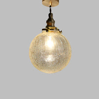 Artisan Glass Pendant Light - Copper Accent - Vintage Style - Single Light