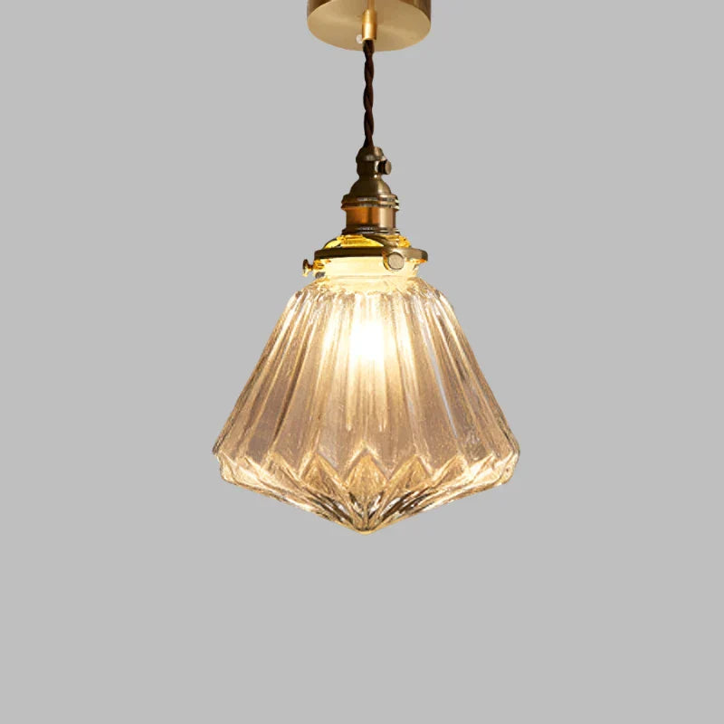 Artisan Glass Pendant Light - Copper Accent - Vintage Style - Single Light - Image 8