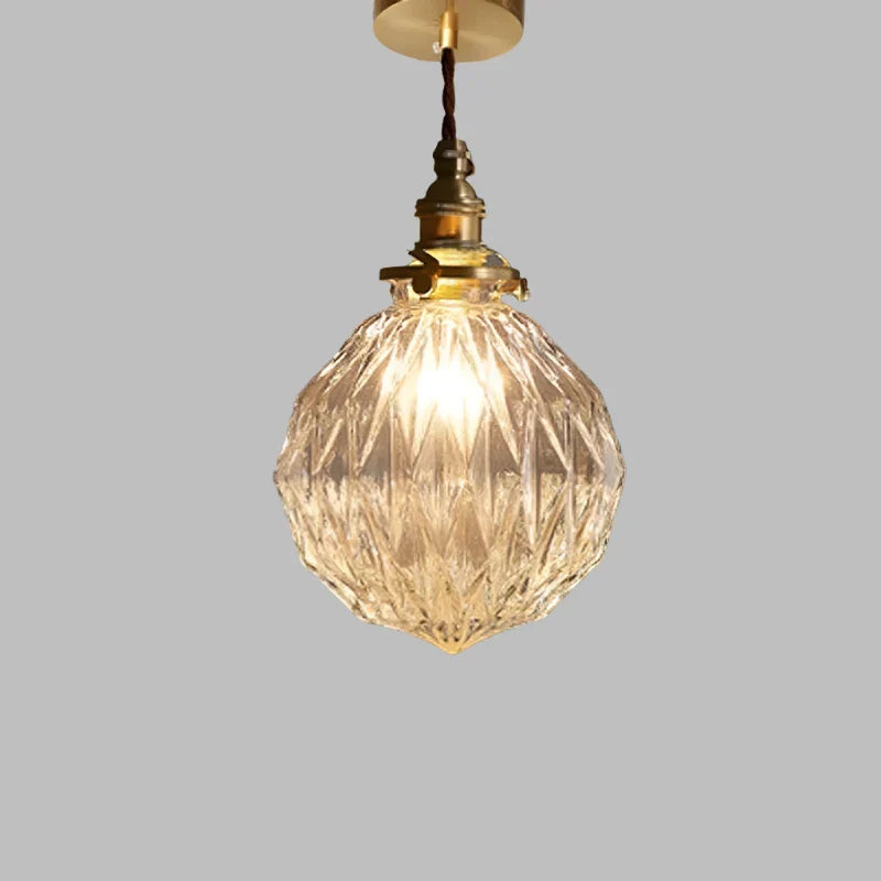 Artisan Glass Pendant Light - Copper Accent - Vintage Style - Single Light - Image 9