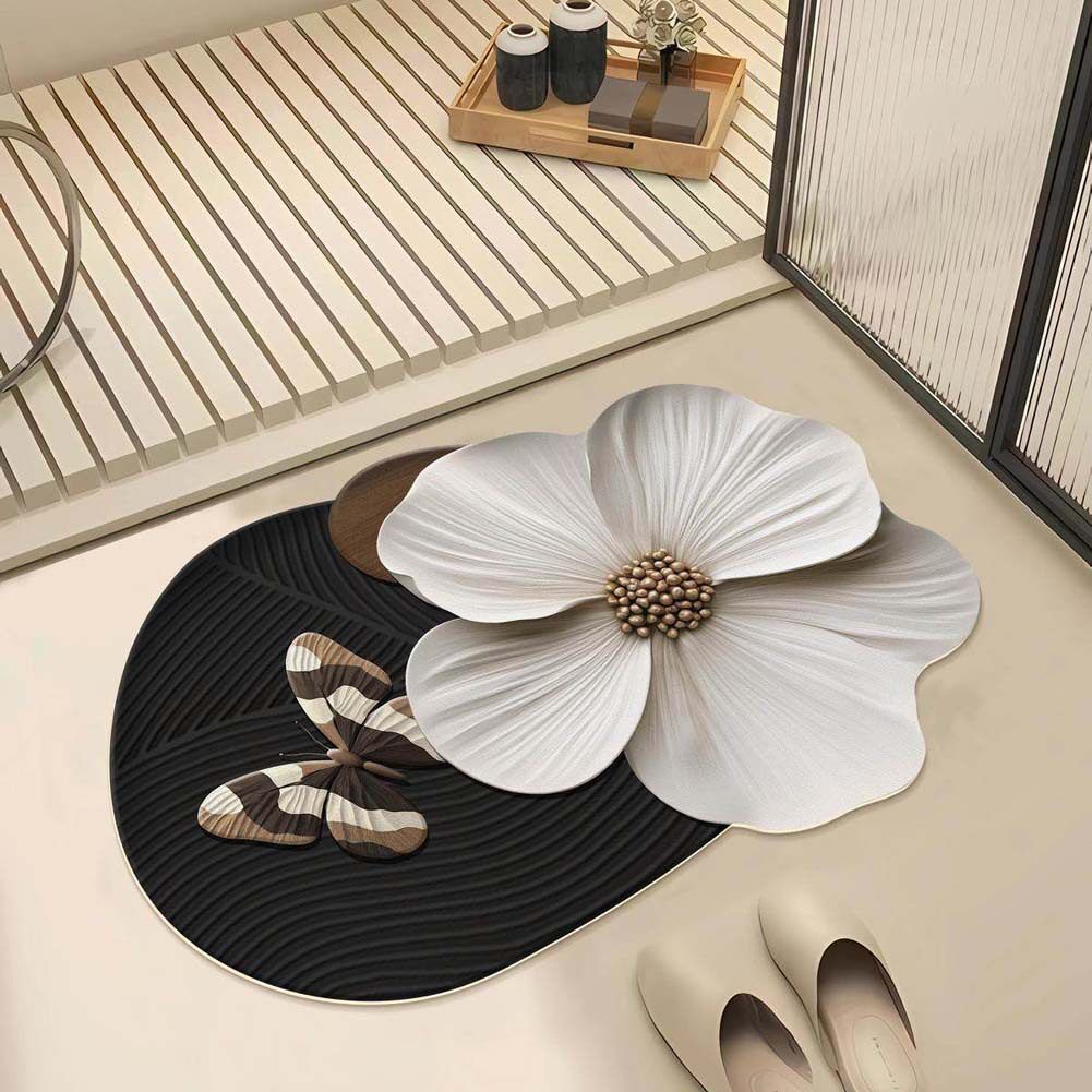 Artistic Floral Pattern Bath Mat