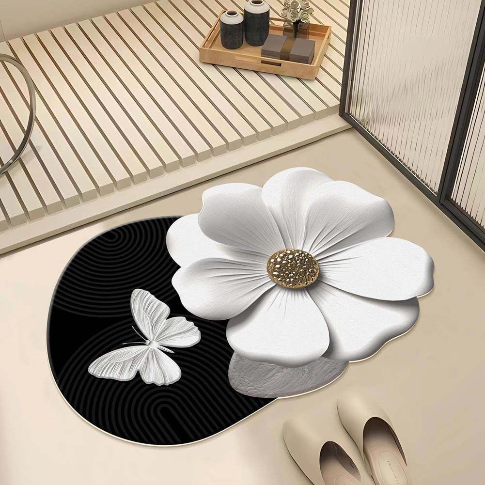Artistic Floral Pattern Bath Mat