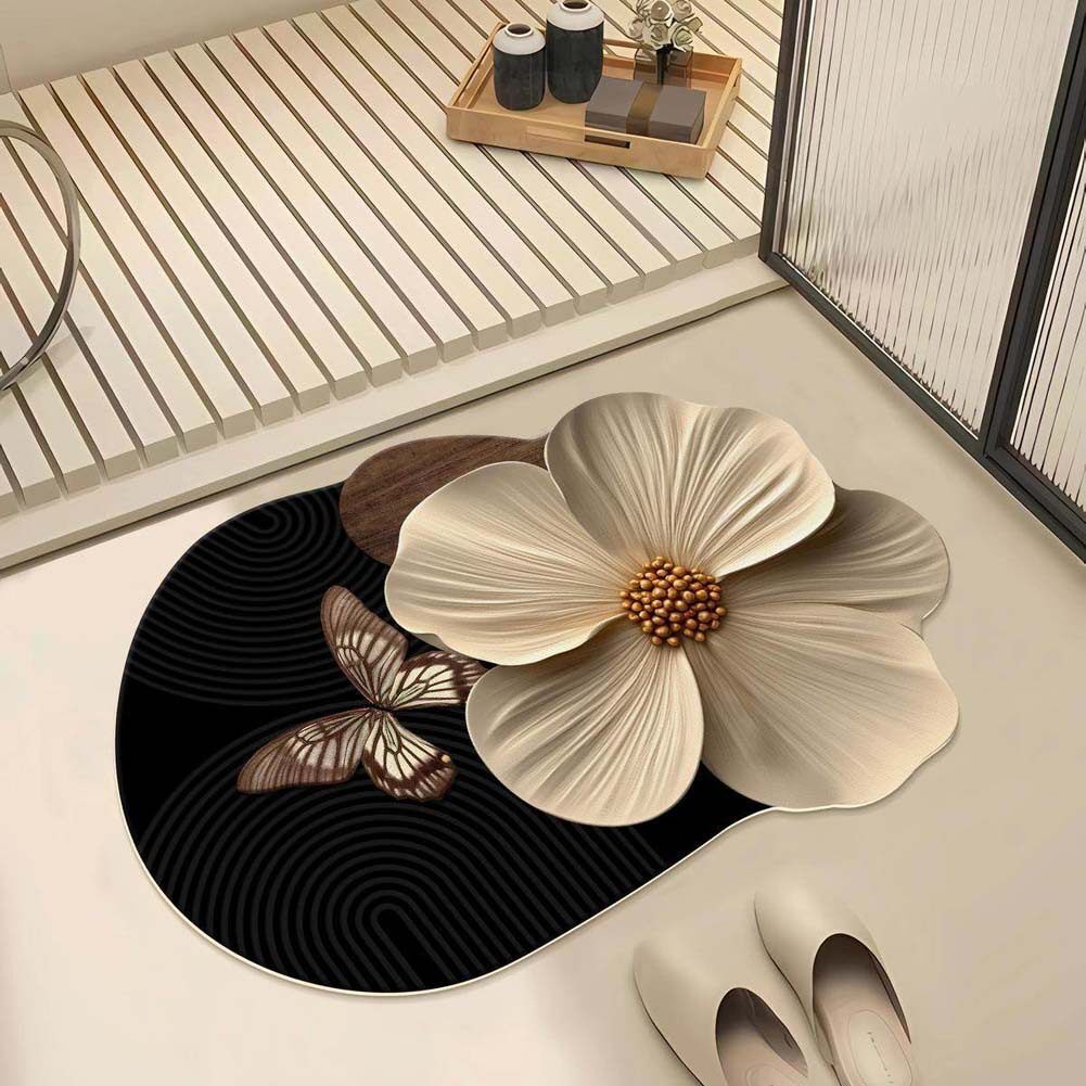 Artistic Floral Pattern Bath Mat