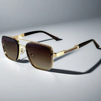 Aviator-Square Fusion Gold-Tone Gradient Lens Sunglasses