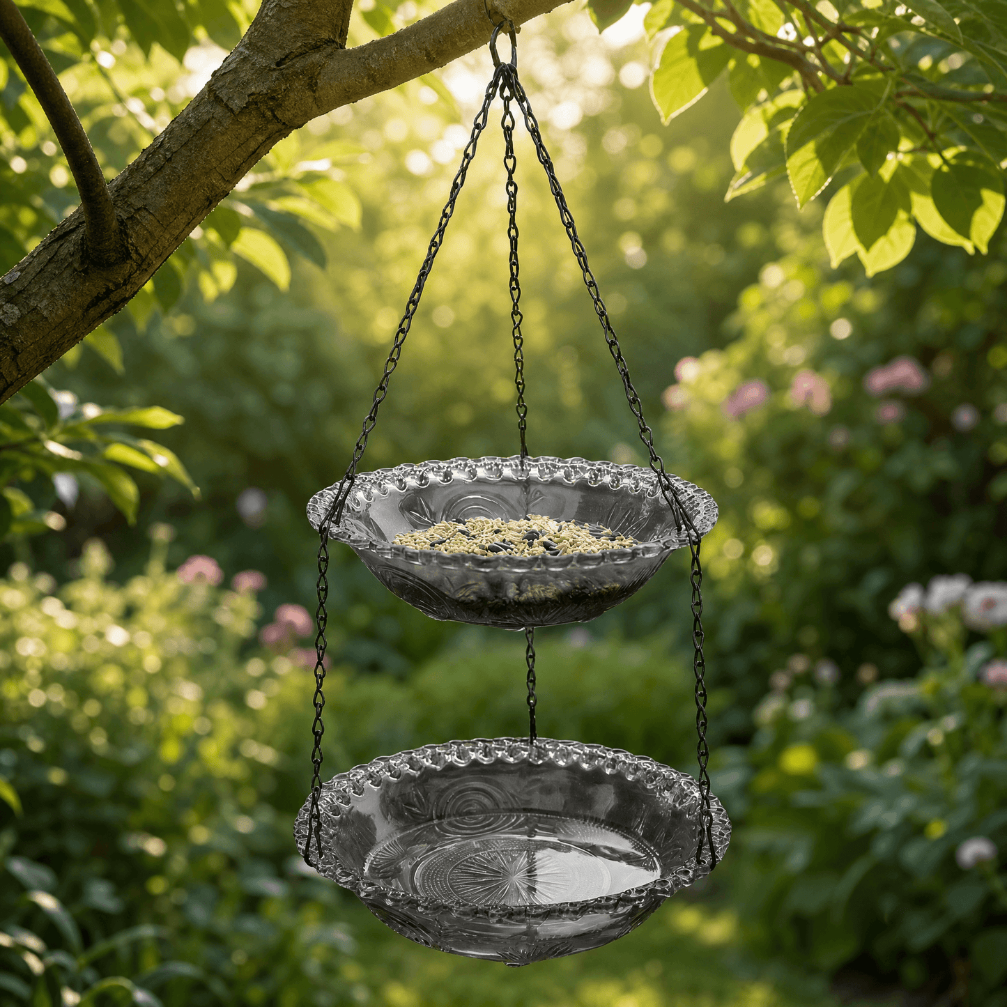 Avielle – Vintage Hanging Bird Feeder and Bath