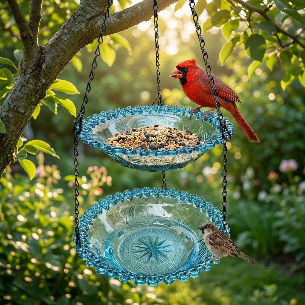 Avielle – Vintage Hanging Bird Feeder and Bath