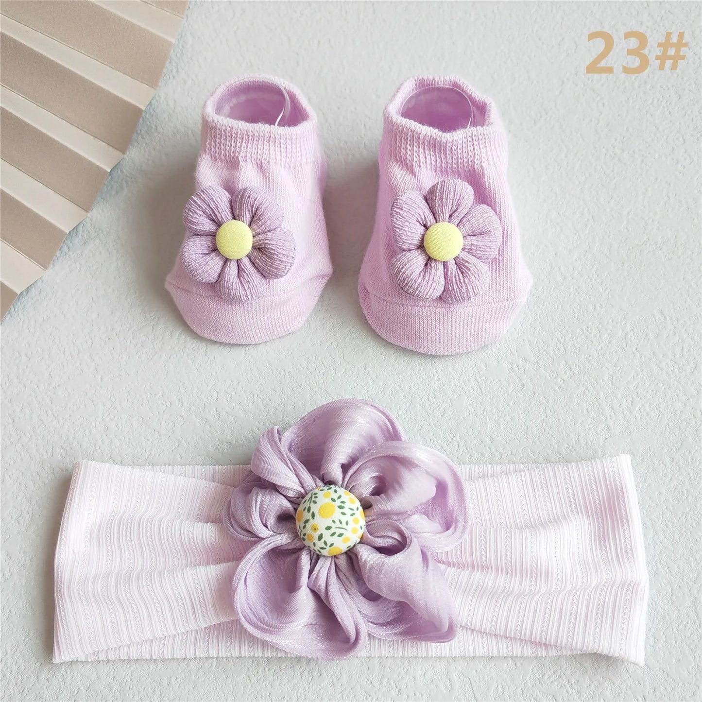 Baby Girl Headband and Socks Set - Newborn Princess Lace Hair Bows & Cotton Socks Gift for 0-12 Months