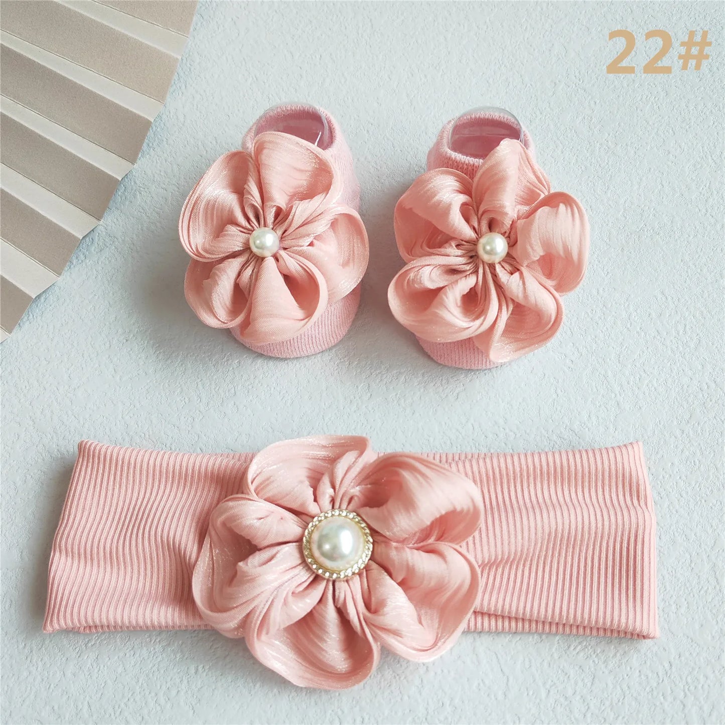 Baby Girl Headband and Socks Set - Newborn Princess Lace Hair Bows & Cotton Socks Gift for 0-12 Months