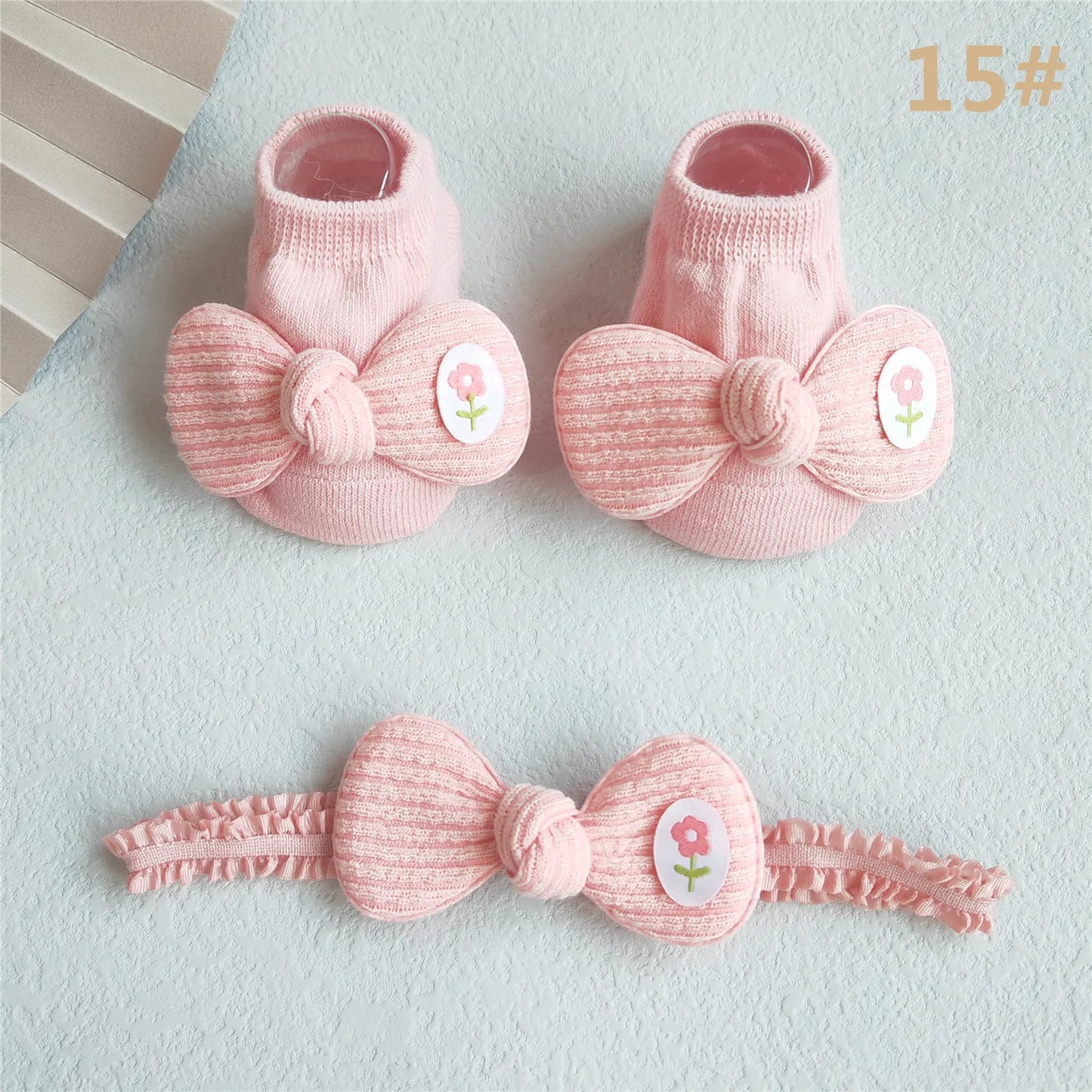 Baby Girl Headband and Socks Set - Newborn Princess Lace Hair Bows & Cotton Socks Gift for 0-12 Months