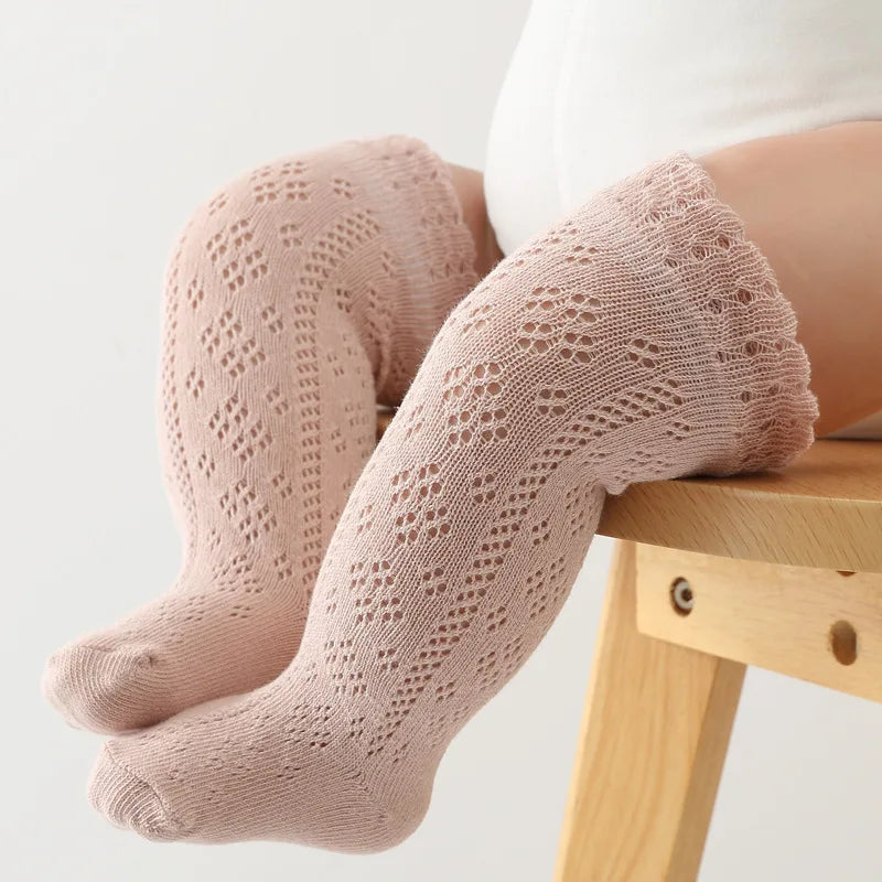Baby Girls' Hollow Knit Knee-High Socks
