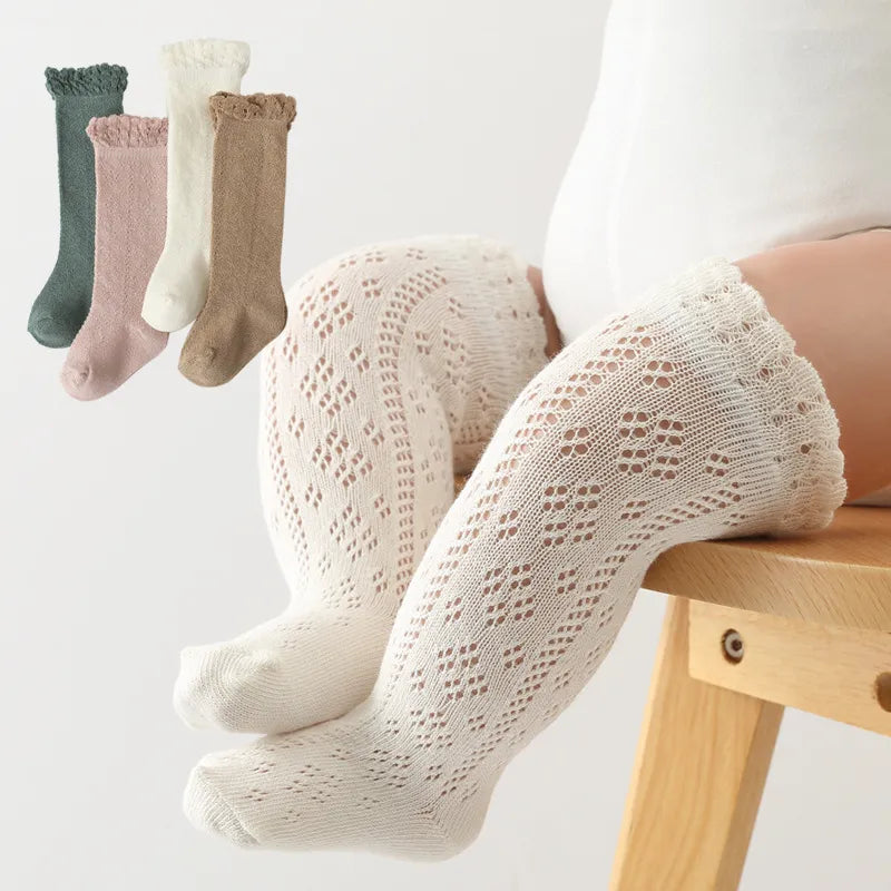 Baby Girls' Hollow Knit Knee-High Socks