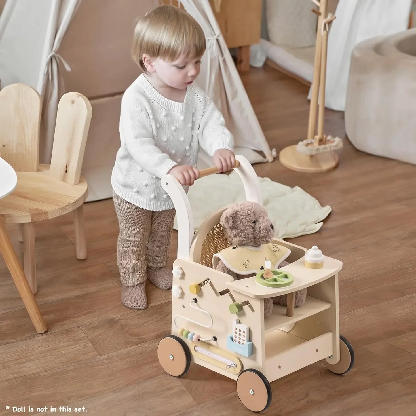 Baby Push Walker & Doll Stroller with Activity Center
