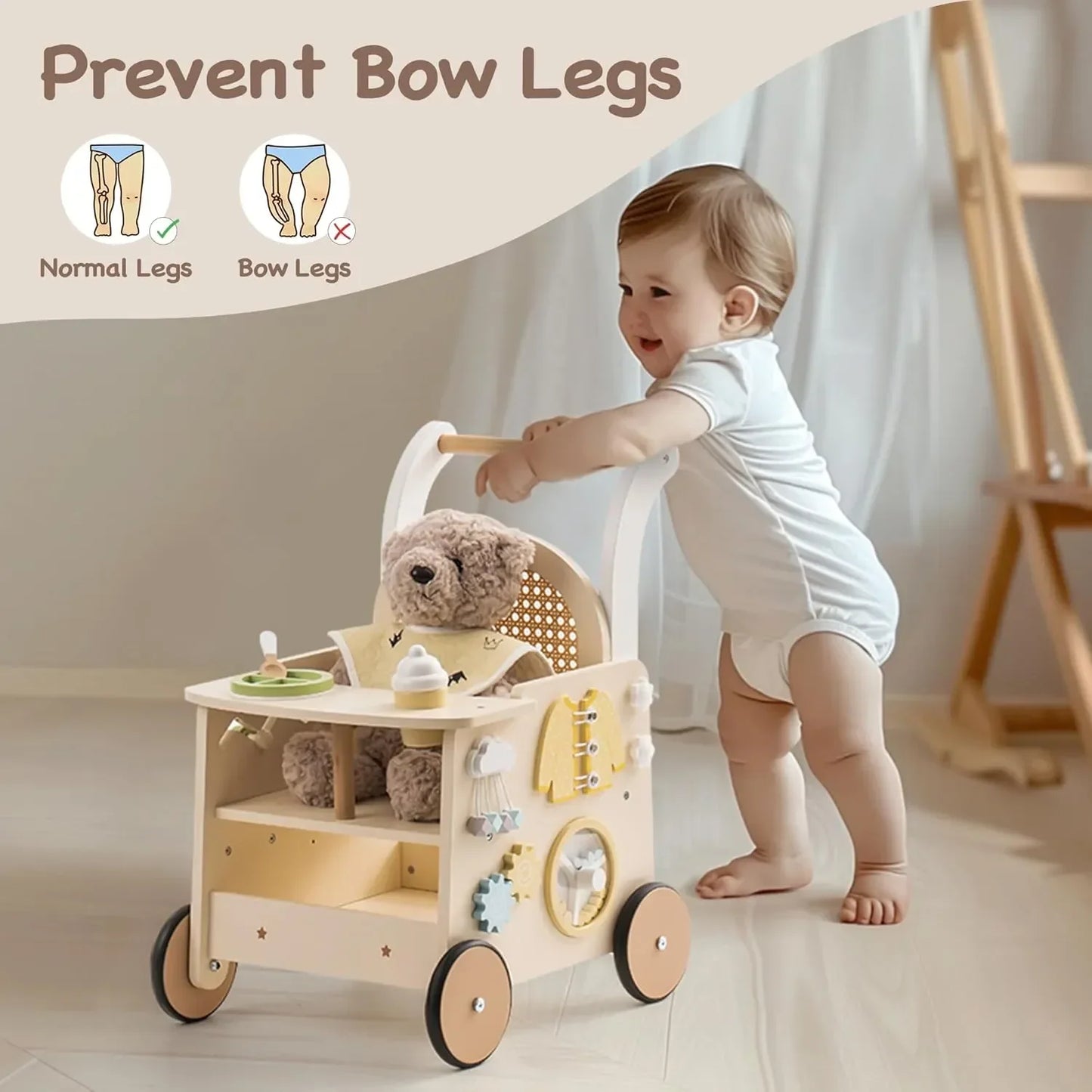 Baby Push Walker & Doll Stroller with Activity Center