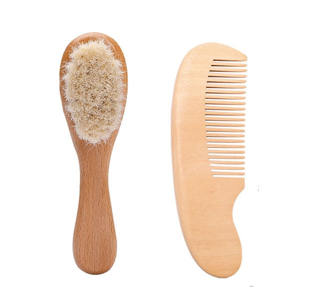 Baby Soft Wooden Hair Brush & Comb Set for Delicate Scalps
