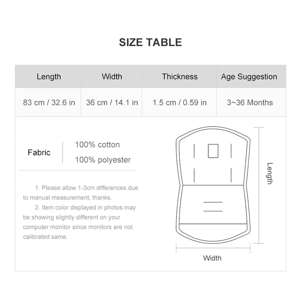 Baby Stroller Cushion – Soft Cotton & Polyester Liner