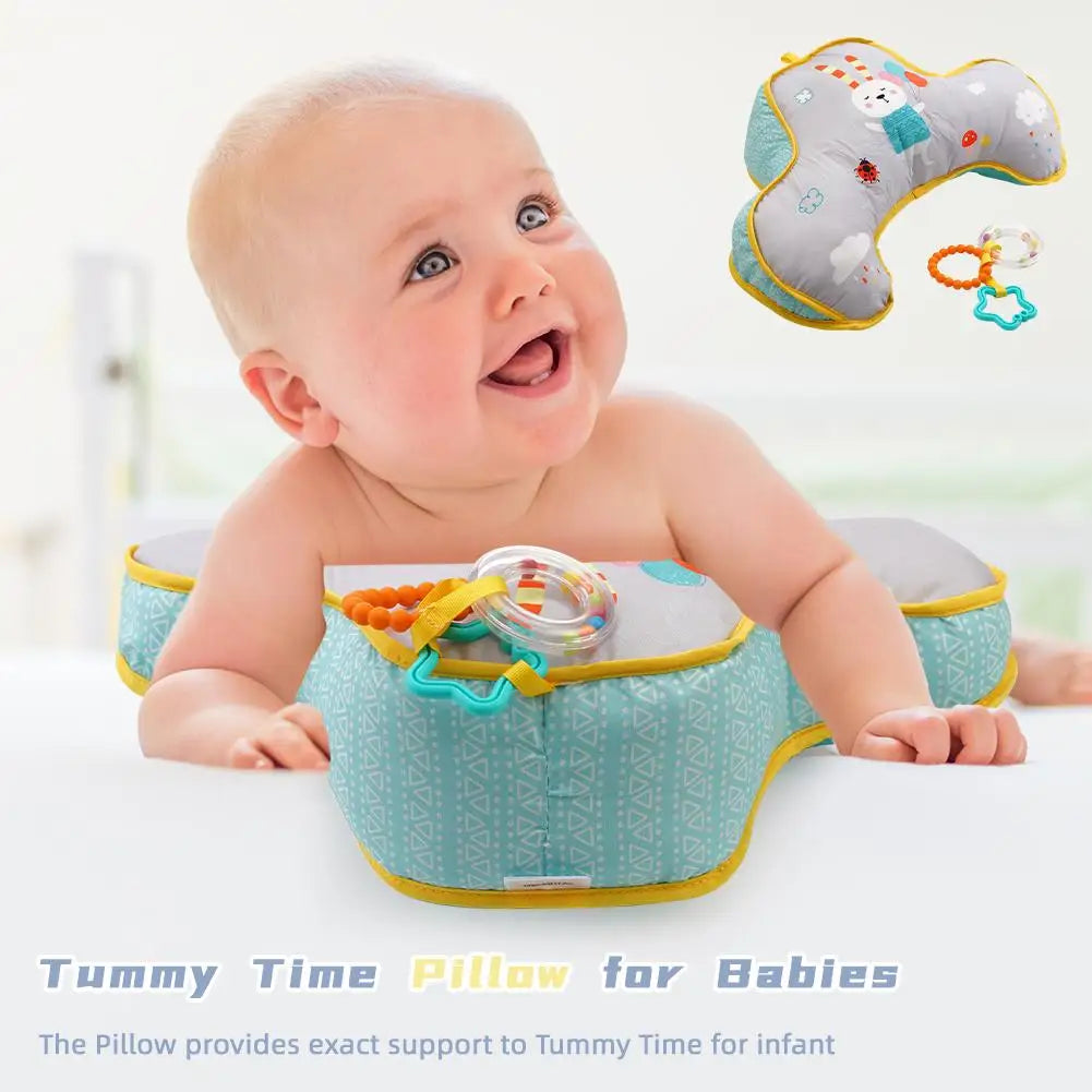 Baby Tummy Time Pillow with Sensory Toys