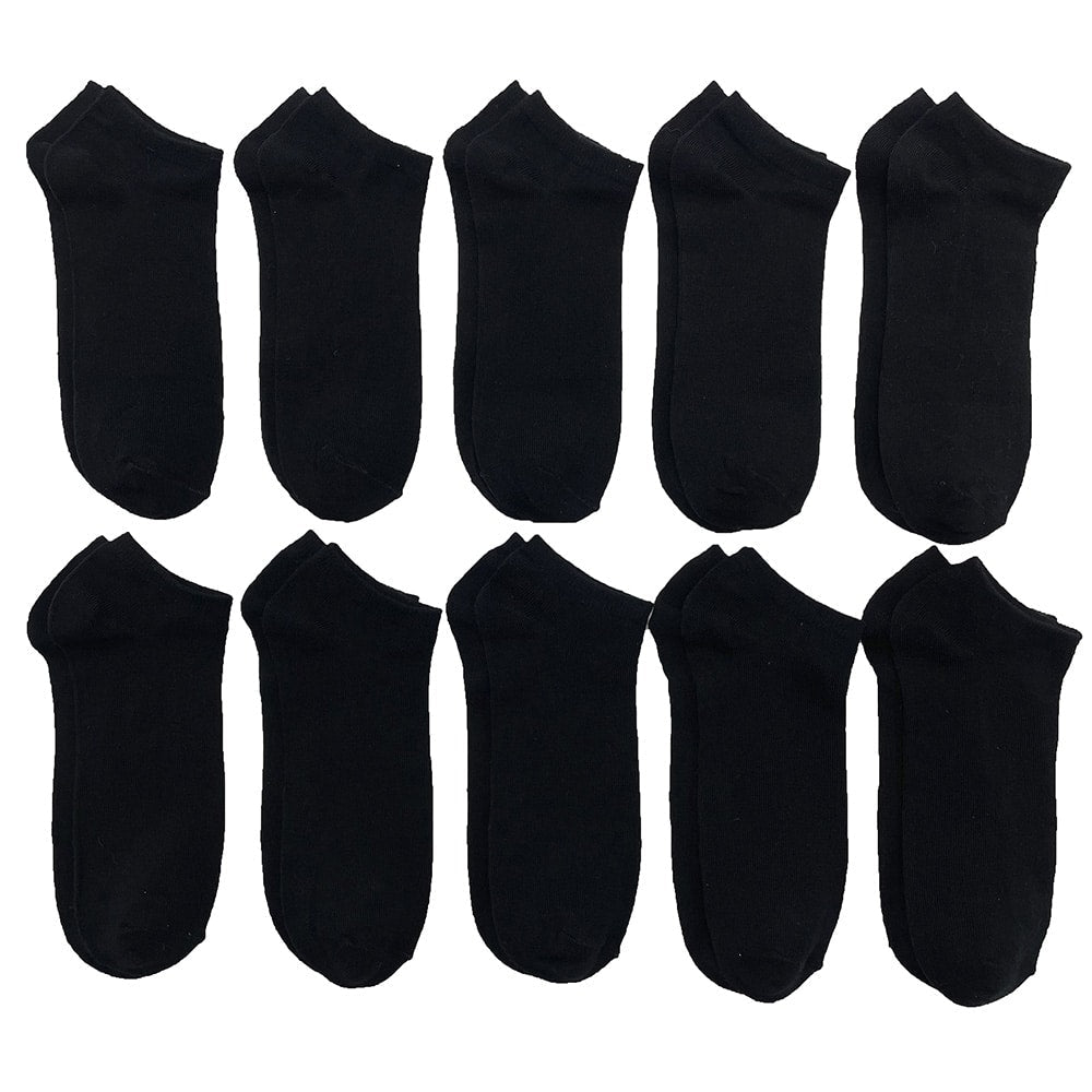 Bamboo Ankle Socks 10 Pairs (Black)