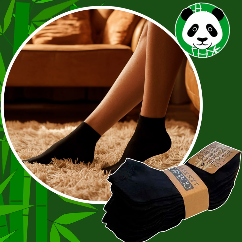 Bamboo Ankle Socks 10 Pairs (Black)