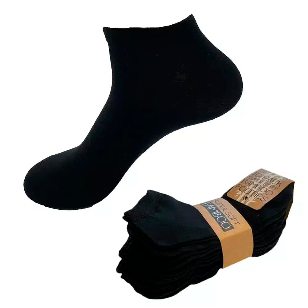 Bamboo Ankle Socks 10 Pairs (Black)