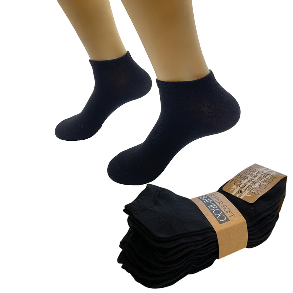 Bamboo Ankle Socks 10 Pairs (Black)