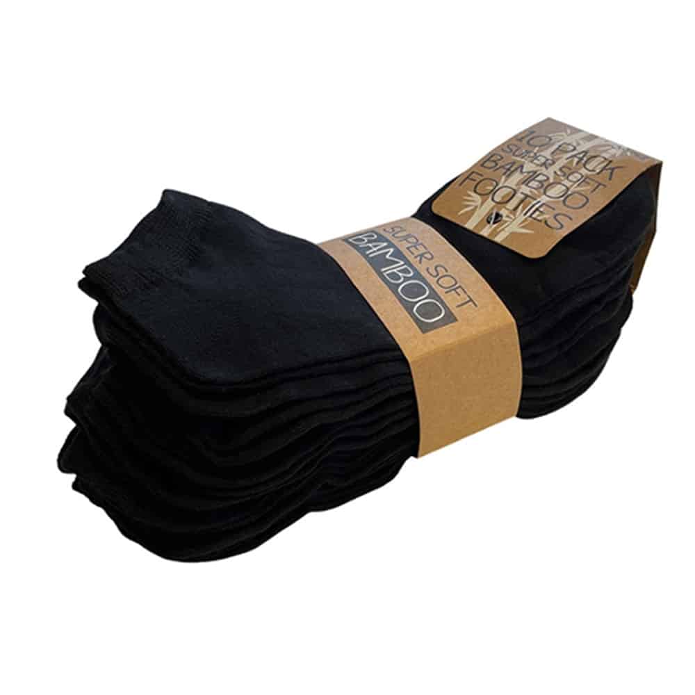 Bamboo Ankle Socks 10 Pairs (Black)