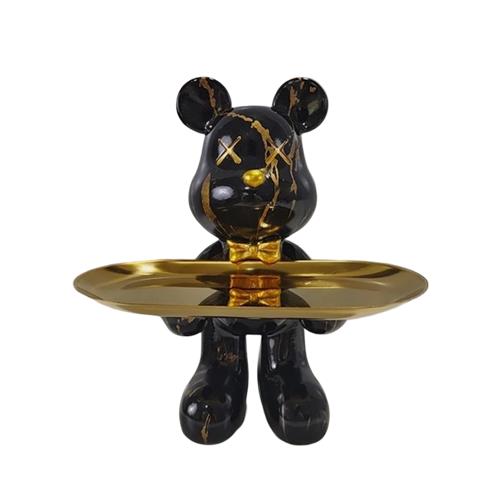 Bear Figurine with Tray - Decorative Resin Storage for Keys & Small Items - Modern Decor - Image 1