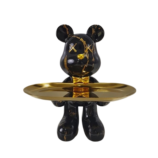 Bear Figurine with Tray - Decorative Resin Storage for Keys & Small Items - Modern Decor - Image 1