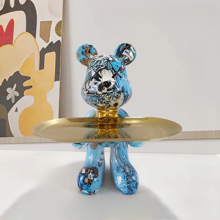 Bear Figurine with Tray - Decorative Resin Storage for Keys & Small Items - Modern Decor - Image 11