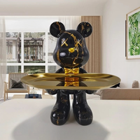 Bear Figurine with Tray - Decorative Resin Storage for Keys & Small Items - Modern Decor