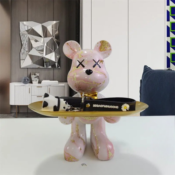 Bear Figurine with Tray - Decorative Resin Storage for Keys & Small Items - Modern Decor - Image 3
