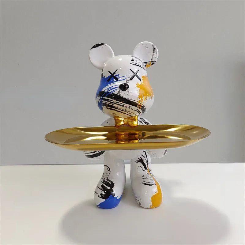 Bear Figurine with Tray - Decorative Resin Storage for Keys & Small Items - Modern Decor - Image 4