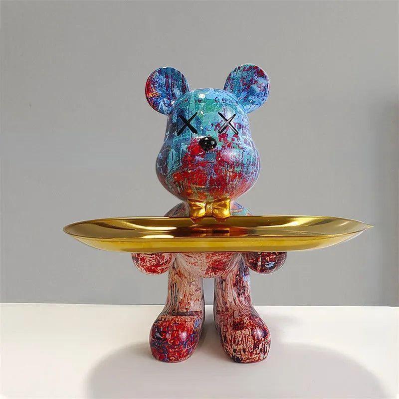 Bear Figurine with Tray - Decorative Resin Storage for Keys & Small Items - Modern Decor - Image 5
