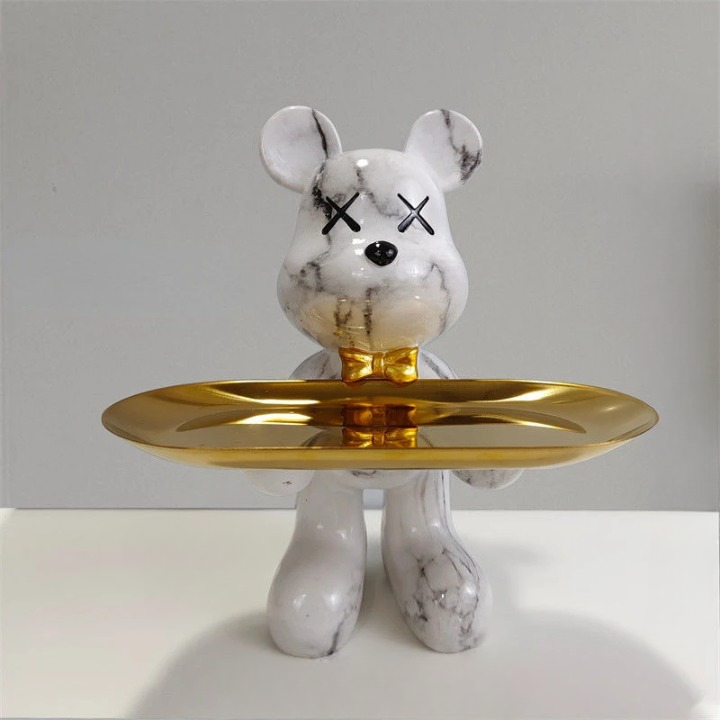 Bear Figurine with Tray - Decorative Resin Storage for Keys & Small Items - Modern Decor - Image 6