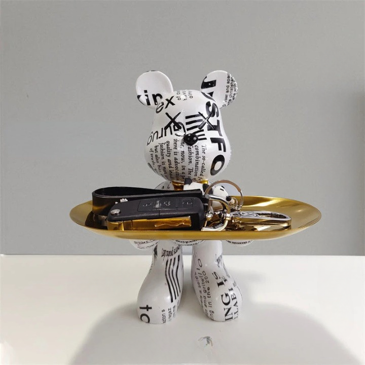 Bear Figurine with Tray - Decorative Resin Storage for Keys & Small Items - Modern Decor - Image 7