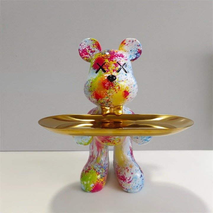 Bear Figurine with Tray - Decorative Resin Storage for Keys & Small Items - Modern Decor - Image 8