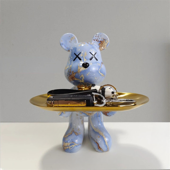 Bear Figurine with Tray - Decorative Resin Storage for Keys & Small Items - Modern Decor - Image 9