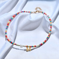 Bella Beaded Necklace with Letter Pendant