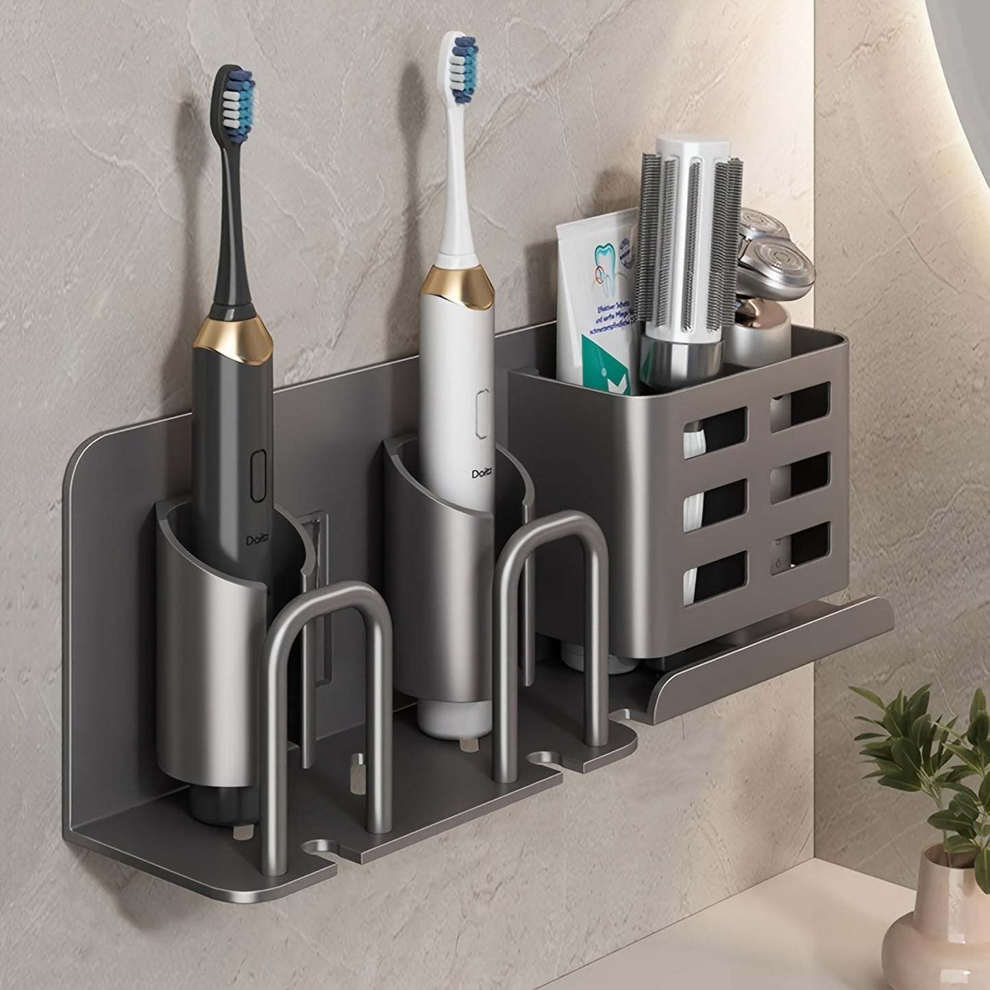 Bella | BristleHub Wall-Mounted Electric Toothbrush Holder – Aluminium Bathroom Organiser with Drainage Holes