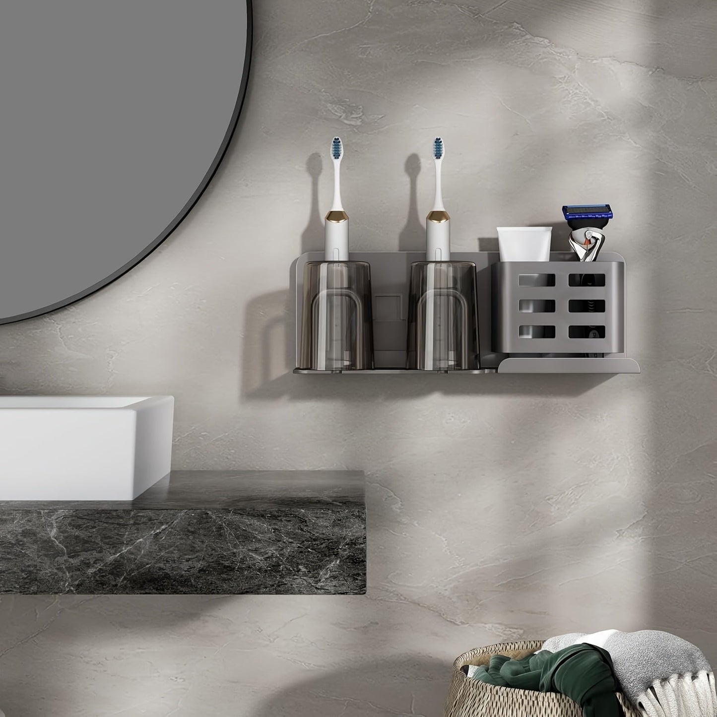 Bella | BristleHub Wall-Mounted Electric Toothbrush Holder – Aluminium Bathroom Organiser with Drainage Holes