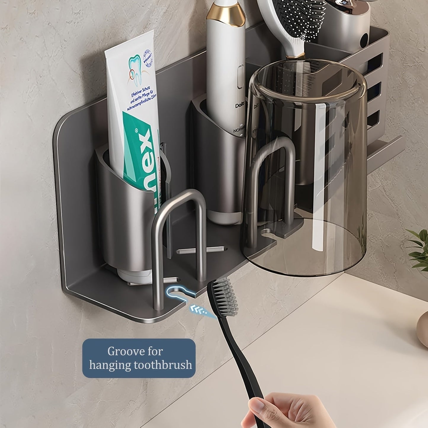 Bella | BristleHub Wall-Mounted Electric Toothbrush Holder – Aluminium Bathroom Organiser with Drainage Holes