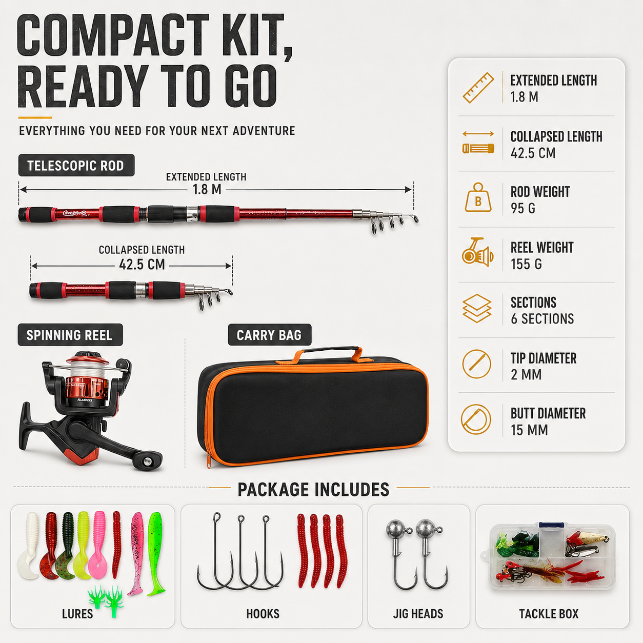 Bella | Castaway Telescopic Travel Fishing Rod Set
