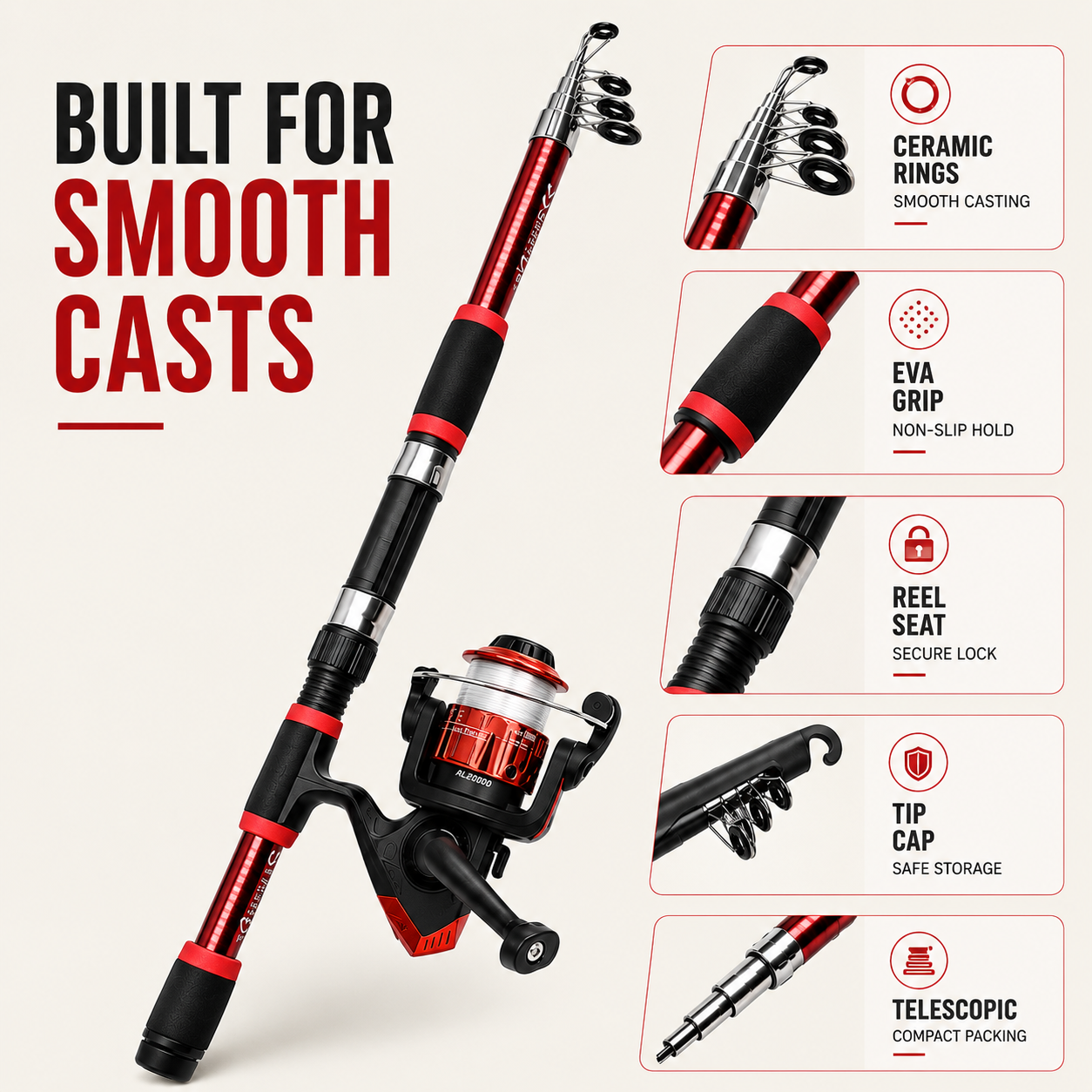 Bella | Castaway Telescopic Travel Fishing Rod Set
