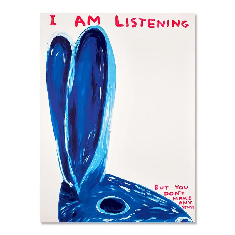 Bella | David Shrigley Rabbit Cat Wine Biscuit Train Wall Art Abstract Canvas Painting Prints Nordic Poster Pictures for Living Room Decor