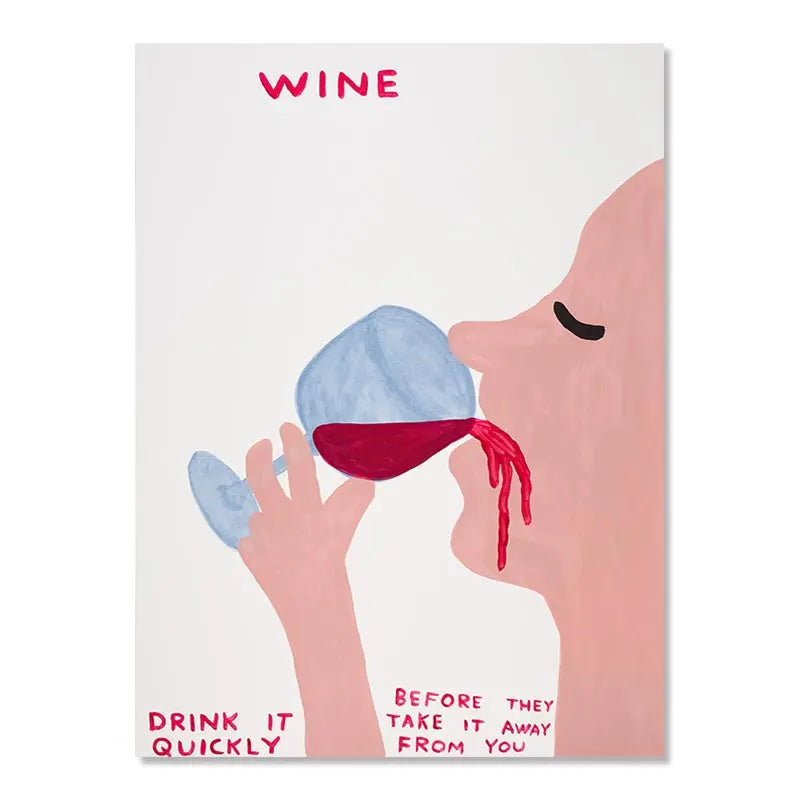 Bella | David Shrigley Rabbit Cat Wine Biscuit Train Wall Art Abstract Canvas Painting Prints Nordic Poster Pictures for Living Room Decor