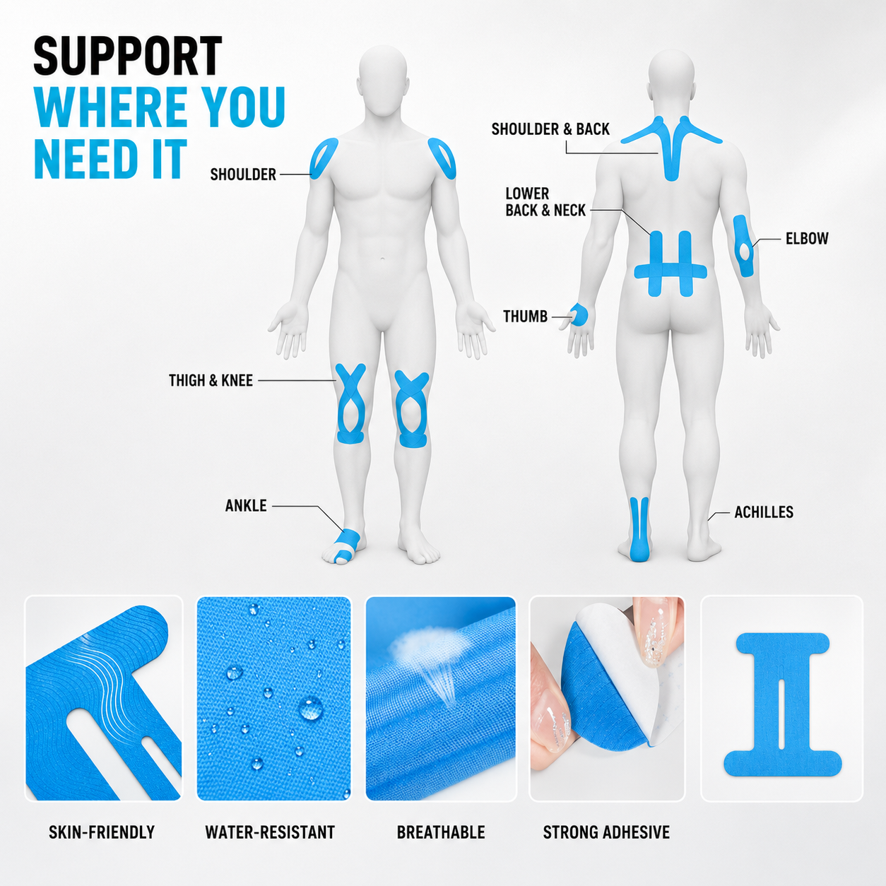 Bella Flexitape Elastic Breathable Kinesiology Knee Tape