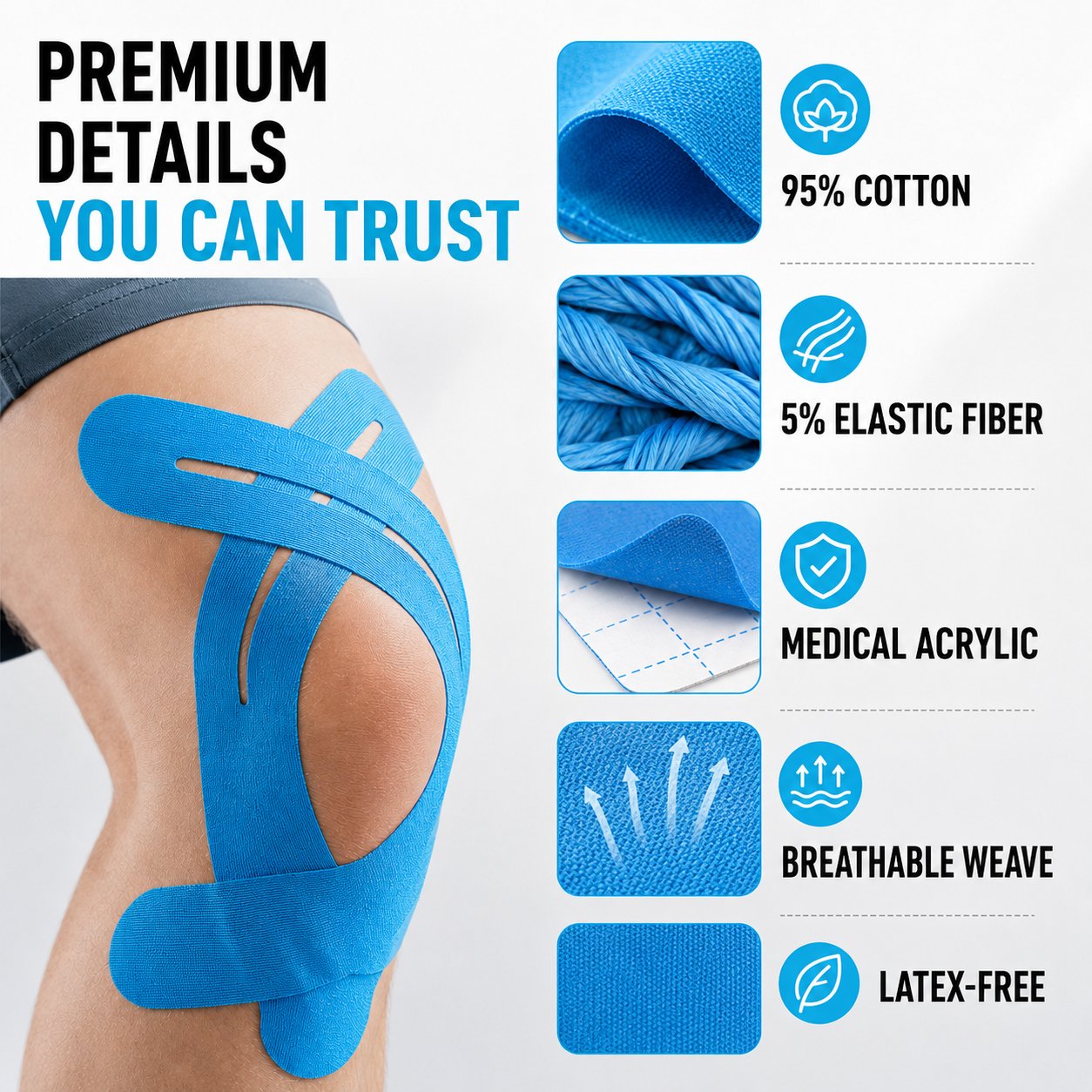 Bella Flexitape Elastic Breathable Kinesiology Knee Tape