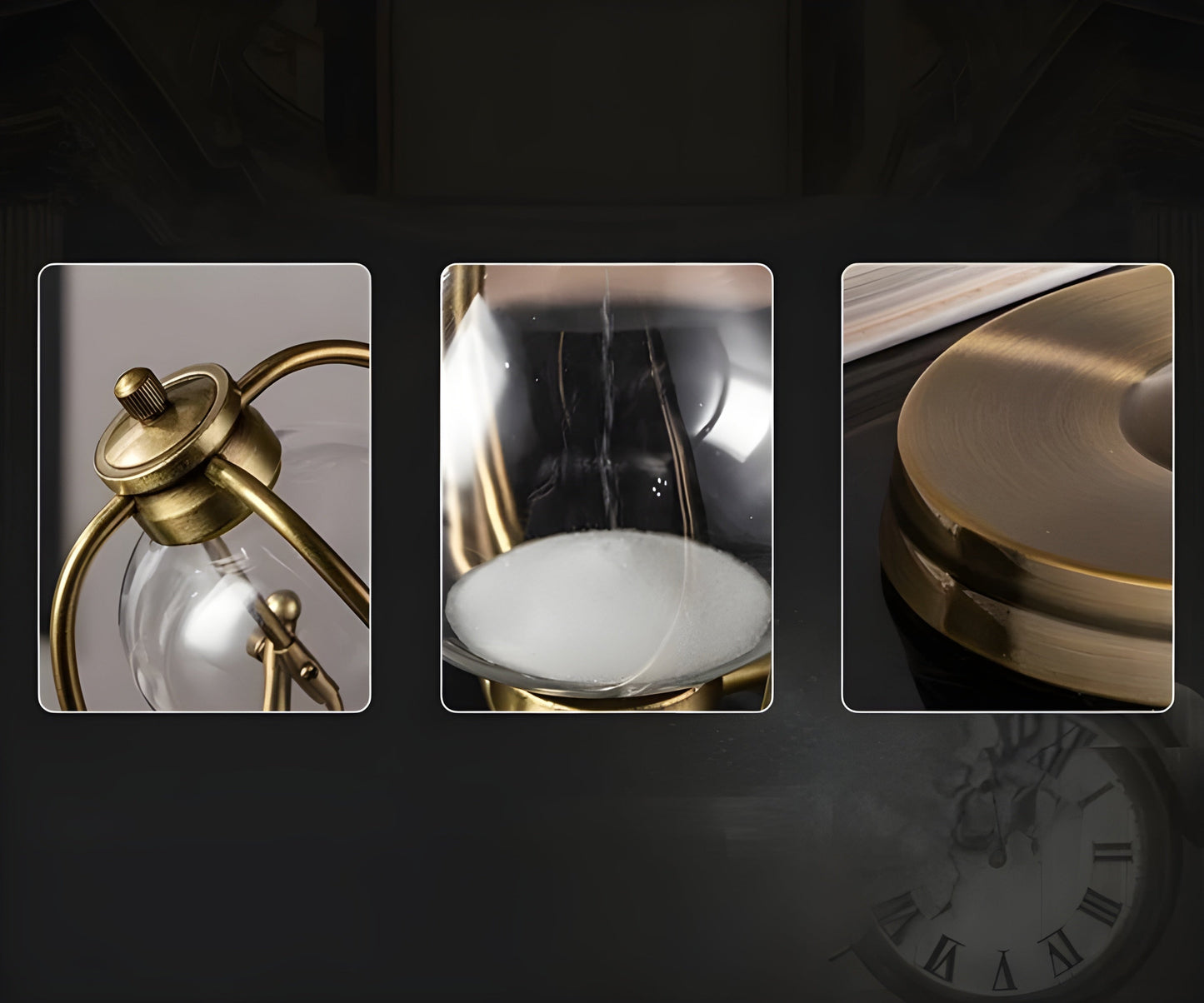 Bella | GracefulTime Clock – Luxury Hourglass with Elegant Gold Frame & Timeless Design